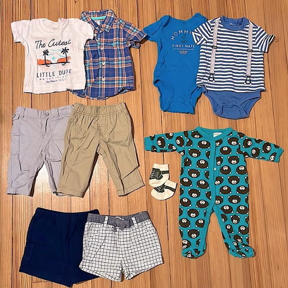 Carter's Other - 10 pc. Baby Boy Cotton Lot. Spring/Summer Bundle. Good Condition. 0-3 Months.